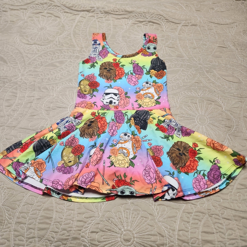 Pink and Yellow Sleeveless Scoop Neck Sundress